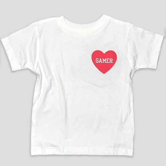 Red Heart Gamer Shirt In White