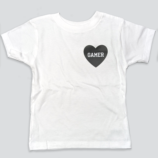 Black Heart Gamer Tee In White