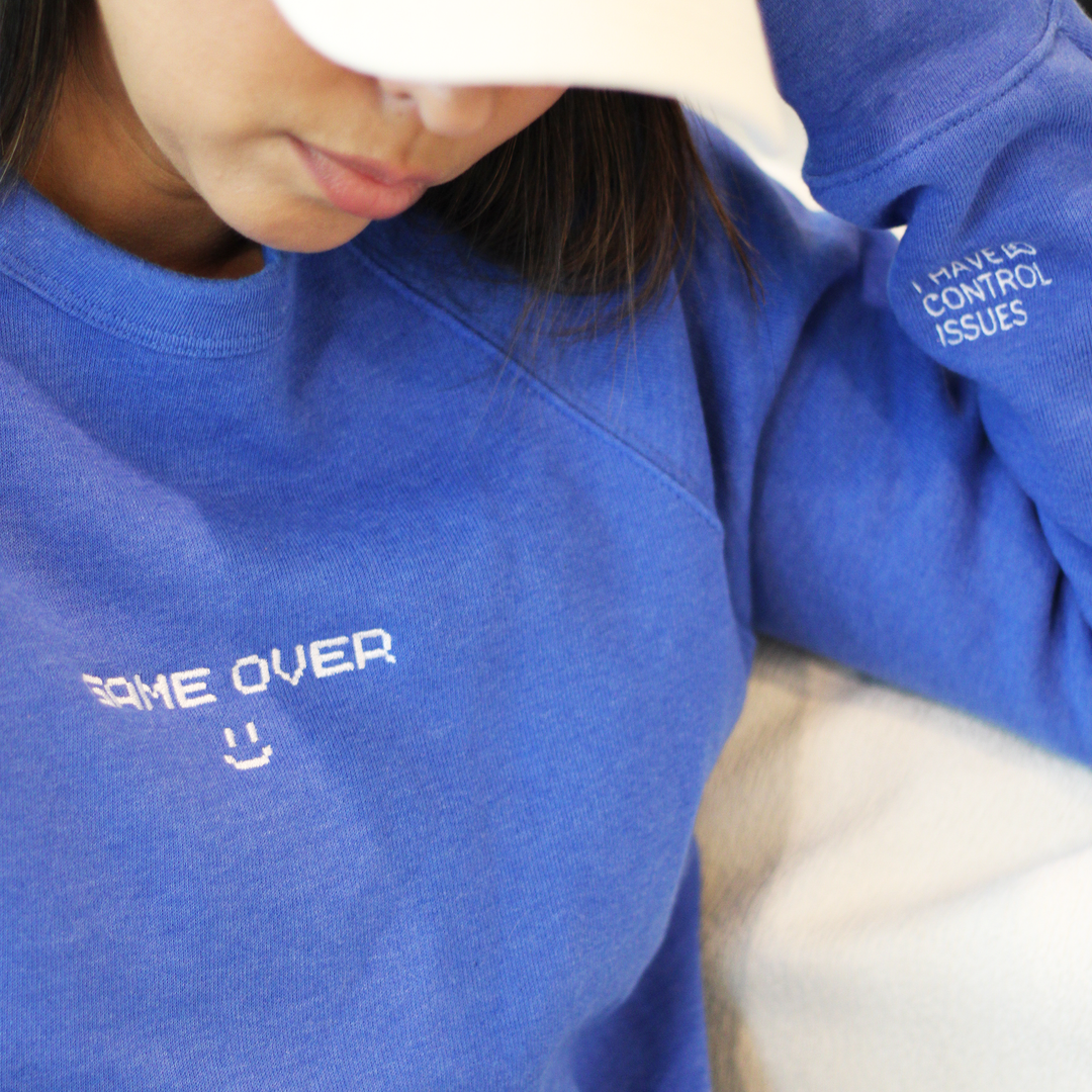 Mom's Game Over Sweatshirt In Blue Sky