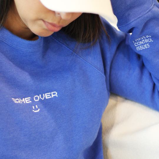 Mom's Game Over Sweatshirt In Blue Sky
