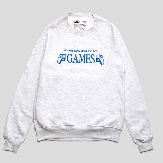 Husband Likes To Play  Games Sweatshirt In Heather Grey