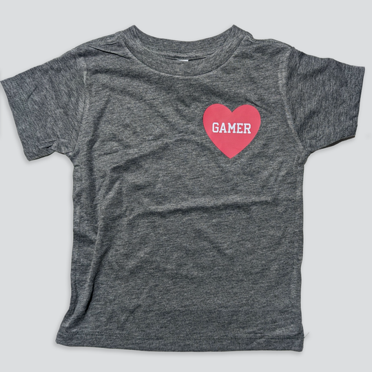 Red Heart Gamer Tee In Slate Gray